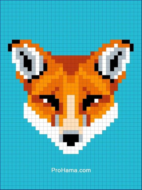 Fox Hama Beads Pattern Fox Hama Beads Patterns, Fox Perler Bead Pattern, Fox Pixel Art, Pixel Art Drawings, Hama Beads Pattern, Pixel Art Simple, Pixel Animals, Simple Pixel Art, 32x32 Pixel Art