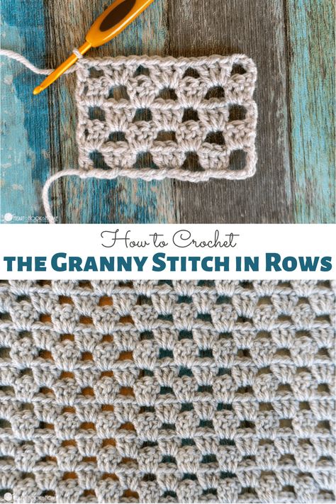 How To Granny Stitch Crochet, Crochet Granny Square Stitch, Granny Stitch Rectangle, Crochet Granny Stitch In Rows, Granny Square Crochet Stitch, Wide Stitch Crochet, Granny Square Alternative, Granny Stitch Afghan, Granny Pattern Crochet