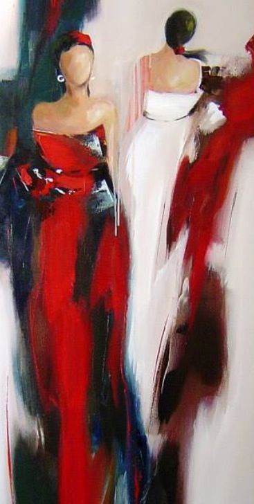 Women In Red, Soyut Sanat Tabloları, Female Art Painting, Painting People, 수채화 그림, Simple Acrylic Paintings, Abstract Portrait, Art Inspiration Painting, Modern Painting