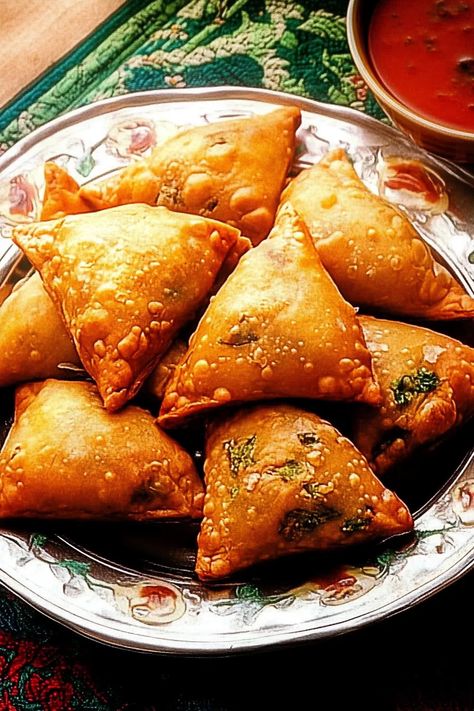 Samosas Recipe Indian, Indian Pastries, Samosa Recipe Indian, Samosas Recipe, Indian Samosas, Indian Wedding Food, Chickpea Flour Recipes, Fancy Appetizer Recipes, Exotic Recipes