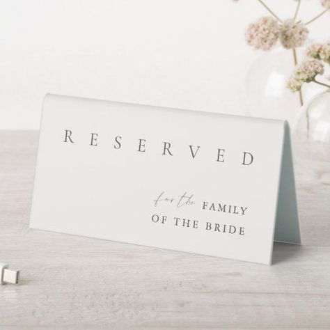 Family Calligraphy, Wedding Table Signage, Reserved Wedding Signs, Calligraphy Simple, Minimalist Modern Wedding, Simple Wedding Reception, Reserved Table Signs, Glam Minimalist, Table Signage