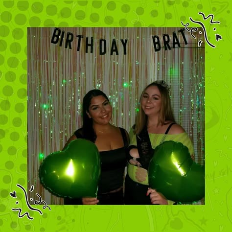 These bday brats just livin that life 💚🍏 Make your next brat theme bash a good time with all of our brat decor! Brat Birthday Party, Brat Birthday, Brat Party, 21 Bday Ideas, Brat Aesthetic, Bday Themes, 21 Bday, Shot Book, Brat Summer