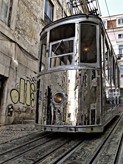 Cable Cars, Silver Bullet, Street Cars, Train Tracks, Lisbon, Silver Color, Metallic Silver, Metallica, Transportation