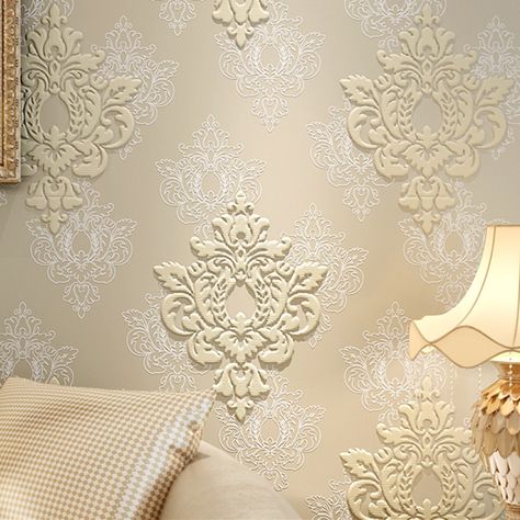 High Quality Luxury 3D Damask Wallpaper Fabric Embossed Wall paper mural roll glitter beige blue gray home decor for bedroom-in Wallpapers from Home & Garden on Aliexpress.com | Alibaba Group Traditional Tile Design, Patchwork Tiles, Wallpaper Uk, Tile Stencil, Fabric Spray, Antique Tiles, Grey Home Decor, Embossed Wallpaper, Wallpaper Patterns