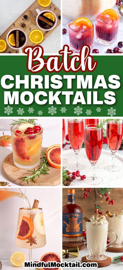 From cosy non-alcoholic mulled wine, creamy and decadent alcohol-free eggnog to festive and fun Christmas mimosa mocktails - your wish is my command. Mocktail Recipe Large Batch, Mocktail Recipe Batch, Christmas Party Mock Tails, Big Batch Christmas Mocktails, Mocktail Christmas Punch, Mocktails For Christmas Holiday Parties, Mocktail By The Pitcher, Momosa Mimosa Bar Non Alcoholic, Christmas Mock Tail