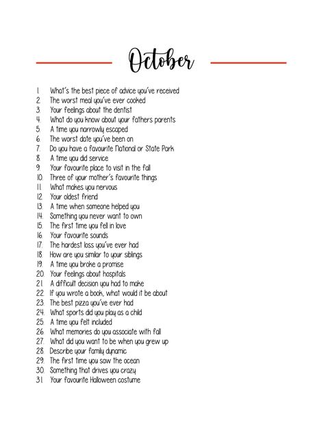 October Goals Lists, Writing Prompts October, October Journal Prompts 2024, October Writing Challenge, October Checklist, October Journal Prompts, October Prompts, October Writing Prompts, Songwriting Prompts