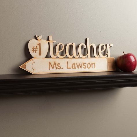 Number One Teacher Personalized Wood Plaque | Personalized Planet Laser Engraver Projects, Wood Laser Ideas, Cnc Router Projects, Wood Keepsake, Router Projects, Laser Cut Wood Crafts, Laser Engraved Gifts, Wood Items, Laser Engraved Ideas