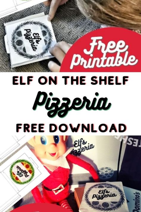 Printable Elf On The Shelf Pizza Box - Kate Shelby Donut Box Printable, Elf On The Shelf Pizza, Elf On Shelf Costume, Pizza Box Printable, Elf Pizza, Elf On Shelf Printables, Elf On The Shelf Activities, Elf Delivery, Hermey The Elf