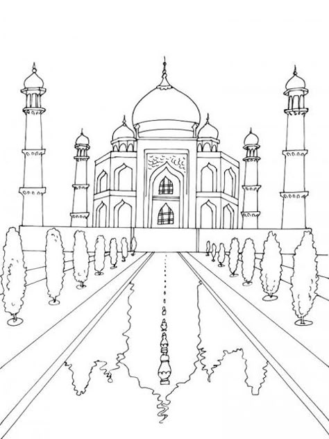 Taj Mahal Drawing, تاج محل, Drawing Dragon, معرض فني, Architecture Drawing Art, Butterfly Drawing, Cool Art Drawings, Coloring Book Pages, Art Drawings Simple