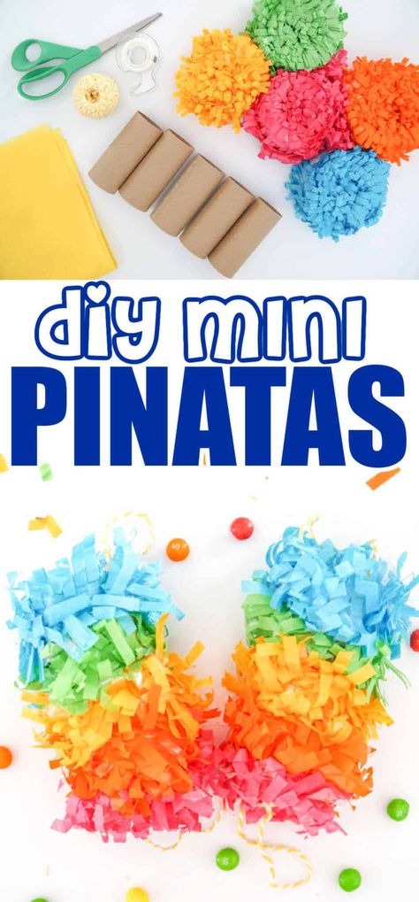 Kids Birthday Party Crafts, Homemade Pinata, Mexico Crafts, Pinata Diy, Rainbow Pinata, May Crafts, Kids Party Crafts, Fiesta Birthday Party, Mini Pinatas