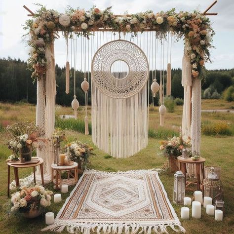 Simple Small Outdoor Wedding, Boho Wedding Ceremony Arch, Boho Event Decor, Macrame Wedding Arch, Wedding Decor Romantic, Macrame Wedding Decor, Boho Wedding Backdrop, Boho Tree, Diy Wedding Arch