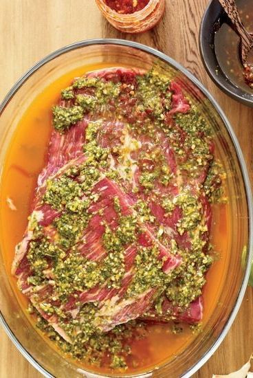 The garlicky, citrus flavors of this Spicy Thai Marinade with Basil and Cilantro is ideal on steak, but it's also great on chicken and shrimp. Grilling Marinades, Thai Marinade, Recipes Spicy, Cilantro Recipes, Steak Marinade Recipes, Corn Relish, Chile Sauce, Chicken Shrimp, Basil Recipes