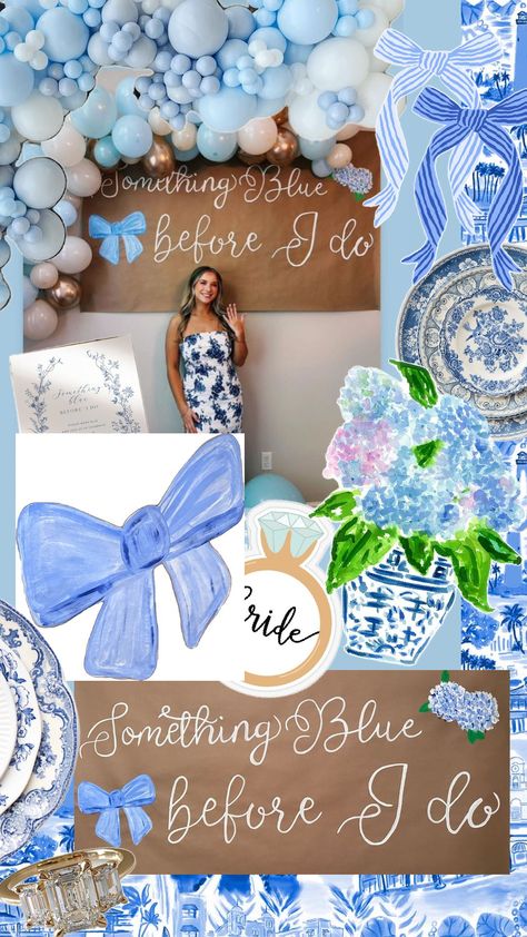 This pin shows the something blue before I do wedding shower banner. Customized handpainted, banner bought through Etsy customized and shipped in secure packaging. Hand painted blue custom, bow hand, painted hydrangea, flowers, blue decor, blue wedding decoration, trendy blue wedding shower, banner. Bridal Shower Tent, Something Blue Bridal Brunch, Timeless Bridal Shower Ideas, Something Blue Engagement Party, Something Blue Before I Do Bachelorette, Blue Decorations, Something Blue Bridal Shower Photo Backdrop, Something Blue Before I Do Shower Theme, Blue Before I Do