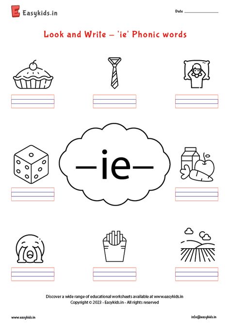 Ie Words Phonics, Gh Words, Long Vowel Worksheets, Digraphs Worksheets, Phonics Learning, Nursery Worksheets, Phonics Worksheets Free, Words Worksheet, English Worksheets For Kindergarten