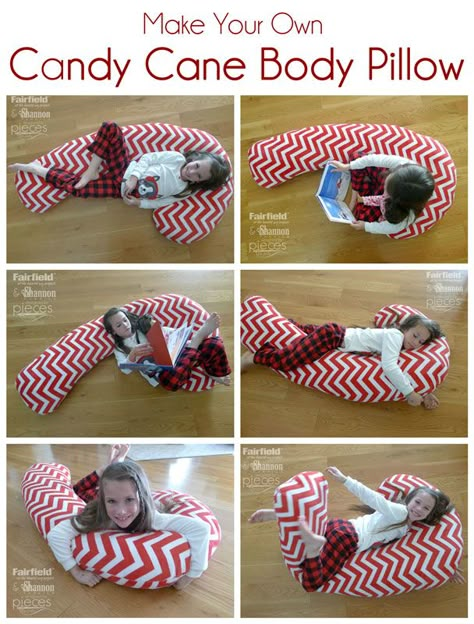 DIY Candy Cane Body Pillow with Shannon Cuddle Body Pillow Sewing Pattern, Diy Body Pillow How To Make, How To Make A Body Pillow, Diy Body Pillow, Christmas Body Pillow, Quilt Body Pillow, Body Pillow Pillowcase Pattern, Candy Cane Pillows, Candy Cane Pillow