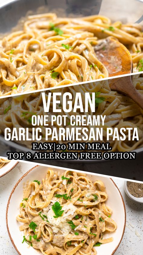 Creamy Garlic Parmesan Pasta, Vegan Dinner Rolls, Goddess Circle, Garlic Butter Pasta, Creamy Garlic Pasta, Garlic Parmesan Pasta, Vegan Pasta Dish, Dairy Free Pasta, Creamy Pasta Recipes