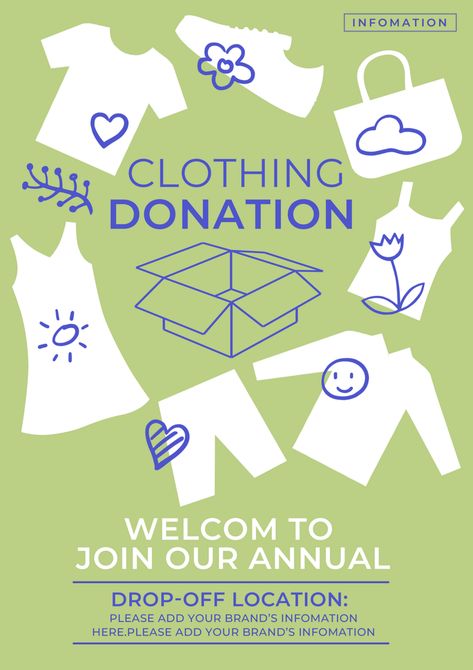 Clothing Donation Poster, Charity Design Posters, Charity Poster Ideas, Charity Donation Poster Design, Donation Sign Ideas, Clothes Donation Poster, Fundraising Poster Design, Donate Clothes Poster, Donations Poster