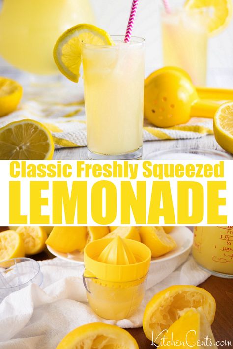 Make Lemonade Out Of Lemons, Homemade Fresh Lemonade Recipe, Recipes For Lemonade, How To Make Fresh Squeezed Lemonade, Diy Lemonade Recipe, Lemon Juice Recipes Drinks, Freshly Squeezed Lemonade, Hand Squeezed Lemonade, Different Types Of Lemonade