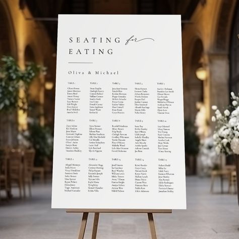 $69.55 | Simply Elegant Typography Wedding Seating Chart Foam Board #wedding seating chart #personalized seating chart foam board #clean chic spring summer wedding #black and white #minimalist formal classy #minimal fall winter boho wedding #clean modern typography #vintage classic casual elegance #simple modern chic #romantic stylish calligraphy script Creative Seating Chart, Wedding Manifestation, Planning 2023, Alphabetical Seating Chart, Creative Seating, Seating Chart Ideas, Posters Modern, Wedding Seating Charts, Typography Wedding