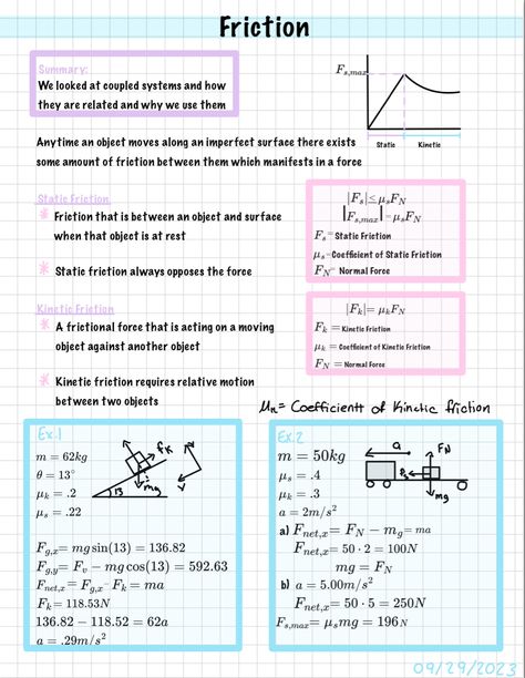 Physics As Level Notes, Physics Forces And Motion Notes, Force Physics, Friction Notes, Tablet Notes, Uni Notes, Conceptual Physics, Physics Revision, Neet Notes