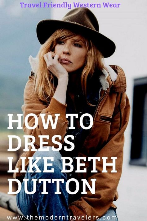 How to Dress like the characters on Yellowstone, Beth Dutton style, Yellowstone wardrobe, Travel Friendly rancher style, Packable Cowgirl Hats, How to pack for Equestrian Travel Yellowstone Party, Beth Dutton Style, Yellowstone Style, Ranch Outfits, Yellowstone Outfits, Yellowstone Tv Series, Country Western Outfits, Yellowstone Series, Kelly Reilly