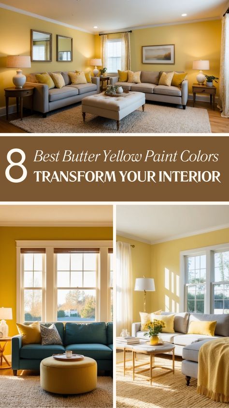 Transform Your Interior with These 8 Beautiful Butter Yellow Paints Pale Yellow Walls Living Room, Yellow Walls Living Room Decor, Hawthorne Yellow Benjamin Moore, Yellow Paint Colors For Bedroom, Yellow Wall Painting Ideas, Yellow Wall Living Room Ideas, Soft Yellow Paint Colors, Light Yellow Walls Living Room, Butter Yellow Paint