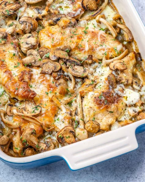 Baked Mushroom Chicken Baked Mushroom Chicken, Cfc Recipes, Clean Food Crush Recipes, Clean Food Recipes, Chicken Mushrooms, Baked Mushrooms, Chicken Mushroom Recipes, Clean Food Crush, Food Crush