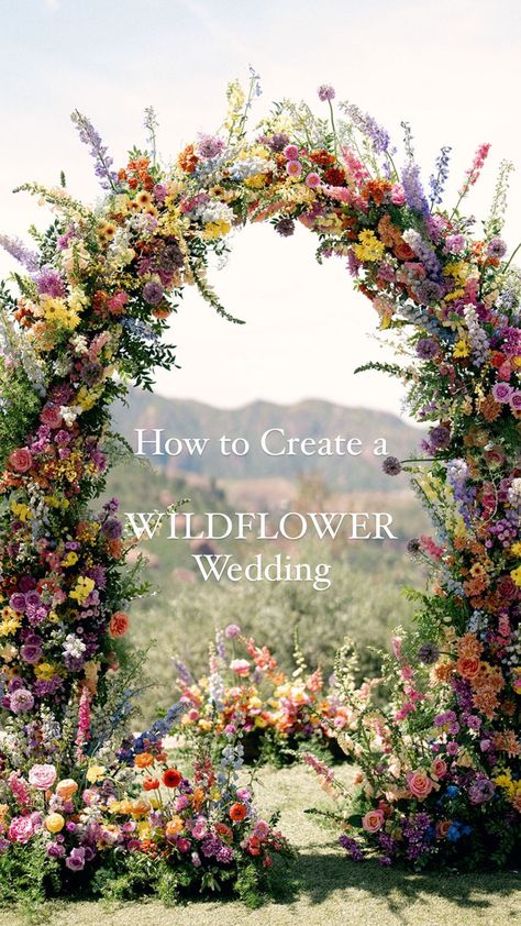 A Wild Frolic through a Flower Dreamland | Read my Top 5 tips below to create a Wildflower Wedding 1. Have a meadow style aisle……this means flowers arranged so that they appear to… | Instagram Wild Flower Wedding Backdrop, Fall Wedding Whimsical, Whimsical Diy Wedding, Summer Wild Flower Wedding, May Day Wedding, Fall Wildflowers Wedding, Wildflower Ceremony Decor, Wedding Colors Wildflowers, Bohemian Wildflower Wedding