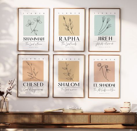 Wall Art Verses, Wall Art Bible Verse, Hebrew Christian Words, Wall Posters Christian, Quote Gallery Wall, Christian Wall Decor Ideas Bedroom, Bible Wall Decor, Minimalist Christian Artwork, Christian Framed Wall Art