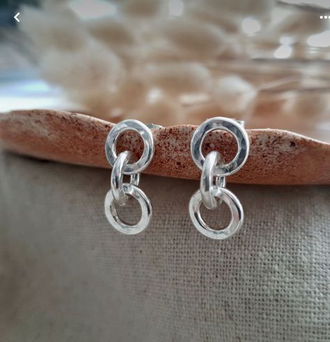 Rustic Silver Jewelry, Handmade Stud Earrings, Handmade Metal Jewelry, Modern Silver Earrings, Simple Silver Earrings, Handmade Silver Earrings, Modern Silver Jewelry, Hammered Jewelry, Handmade Silver Jewellery