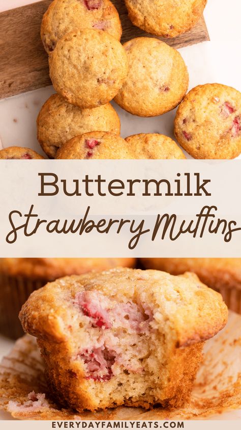 Strawberry Buttermilk Muffins, Buttermilk Muffins, Strawberry Bread, Strawberry Muffins, Strawberry Season, Buttermilk Recipes, Family Eating, Breakfast Table, Cupcake Muffins