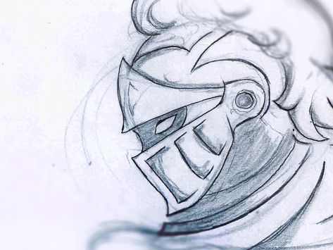 Medieval Knight Drawing, Knights Drawing, Knight Helmet Drawing, Knight Sketch, Viking Skull Art, Cartoon Knight, Helmet Drawing, Knight Drawing, Dibujo Simple