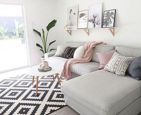 40+ Beautiful Sofa Set Designs Ideas For Small Living Room #sofa #sofadesign #livingroomdesignideas White Rugs, Small Living Room Decor, Living Room Scandinavian, Living Room Decor Apartment, Living Room Inspo, Small Living Rooms, Apartment Living Room, Small Living Room, New Apartment