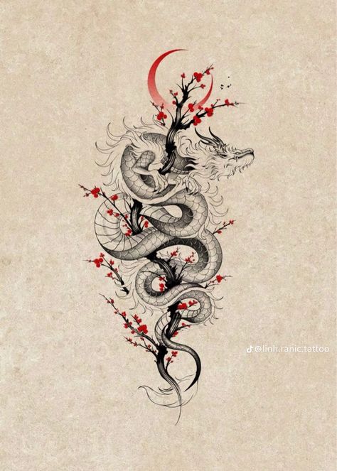 Chinese Fire Dragon Tattoo, Japanese Dragon Spine Tattoo, Chinese Dragon Spine Tattoo, Dragon Neck Tattoo For Women, Dragon Spine Tattoos For Women, Dragon Rib Tattoo Woman, Dragon With Cherry Blossom Tattoo, Dragon Tattoo Lower Back, Red Dragon Tattoo For Women