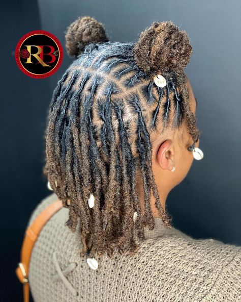 Styles For Very Short Locs, Concert Loc Styles, Half Up And Half Down Loc Styles, Half Up Half Down Hair Loc Styles, Starterlocs Hairstyles, Loc Styles Medium Updo Women Short, Cute Short Loc Styles, Female Loc Styles Up Do, Locs Hairstyles Short Hair