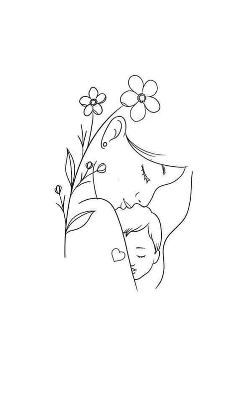 Mom And Son Line Art, Mama Tattoo Design, Mutterschaft Tattoos, Mother And Baby Tattoo, Baby Tattoo Designs, Vinyle Cricut, Mother Daughter Art, Baby Tattoo, Mom Tattoo Designs