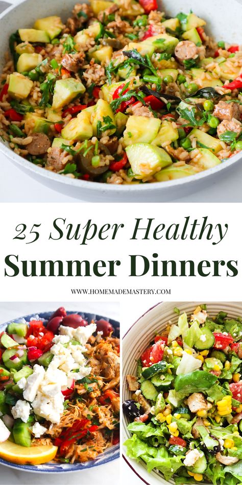 Veggie Focused Meals, Quick Fresh Dinner Ideas, Veggie Summer Recipes, Healthy Entrees Clean Eating, Healthy End Of Summer Meals, Healthy Summer Pasta, Healthy Dinner Summer, Easy Healthy Dinner For Two, Dinner Veggies