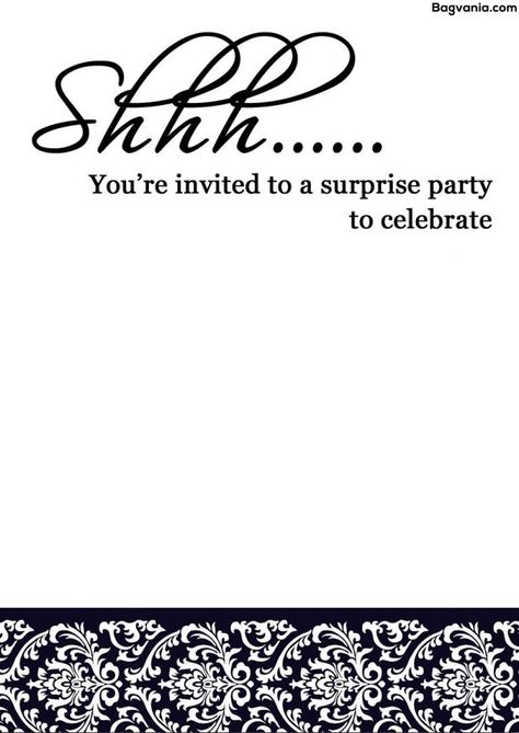 Free Printable Surprise Birthday Invitations – FREE Printable Birthday Invitation Templates – Bagvania Invitation Card Birthday Party, Happy Birthday Invitation, Surprise 50th Birthday Party, Cake Design For Men, Birthday Party Invitations Free, Party Invitations Templates, Surprise Party Invitations, Bday Celebration, Surprise Birthday Invitations