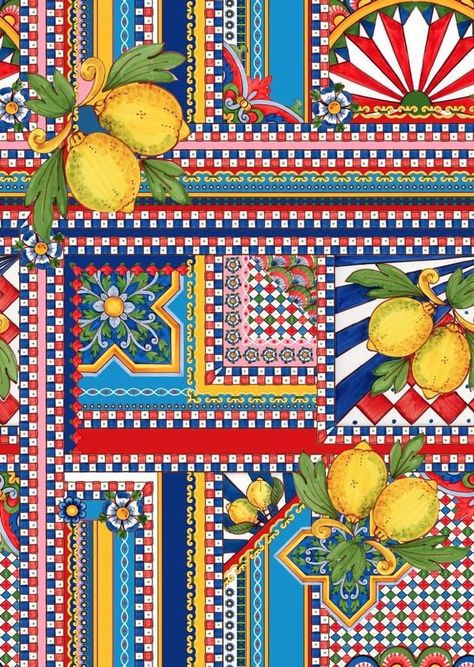 Sicilian Decor, Sicilian Art, Sicilian Tiles, Italian Pattern, Motif Art Deco, Soyut Sanat Tabloları, Italian Colors, Graphic Wallpaper, Dolce E Gabbana