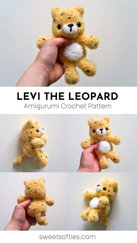 Levi the Leopard · Amigurumi Crochet Pattern - Sweet Softies Crochet Cheetah Pattern, Jaguar Crochet Pattern Free, Crochet Leopard Pattern, Leopard Amigurumi, Crochet Leopard, Plushie Ideas, 4mm Crochet Hook, Crochet Plushie, Crocheting Projects