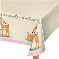 Deer Baby Shower Girl, Baby Shower Table Cloths, Sea Birthday Party Decorations, Deer Birthday Party, Paper Table Cover, Deer Party, Woodland Party Decorations, Deer Birthday, Woodland Animals Party