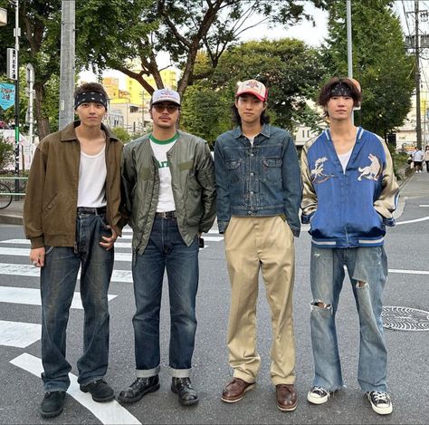 Japanese Denim Outfit, 90s Denim Outfit, Selvedge Denim Men, Americana Fashion Men, Americana Outfits, Japanese Mens Fashion, Denim Outfit Men, Kpop Fashion Men, Mens Fashion Denim