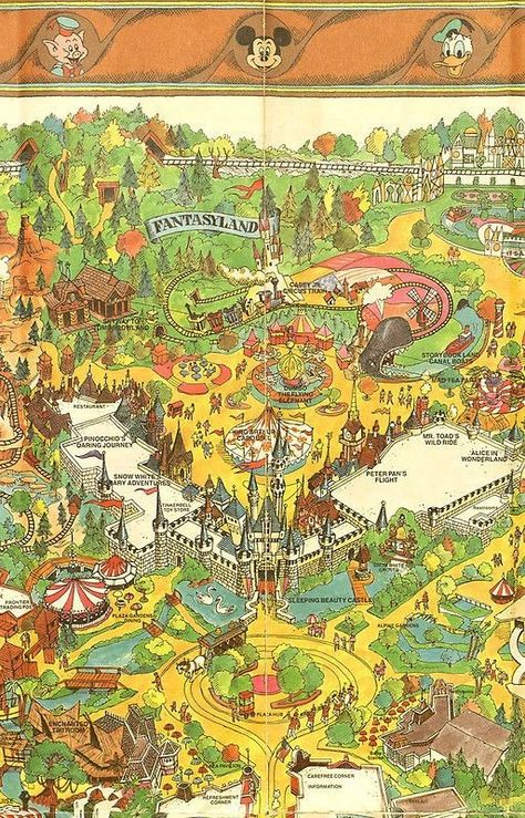 Disney Map, Theme Park Map, Maps Design, Vintage Disney Posters, Disneyland Map, Retro Disney, Main Street Usa, Disney Posters, Disney Facts