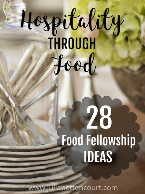 Biblical Hospitality Ideas, Fellowship Dinner Ideas, Food Ministry Ideas, Food Ideas For Bible Study Group, Bible Study Dinner Party, Linger Longer Ideas Lds Parties Food, Appreciation Dinner Ideas Table Settings, Bible Study Potluck Ideas, If Table Gathering Ideas