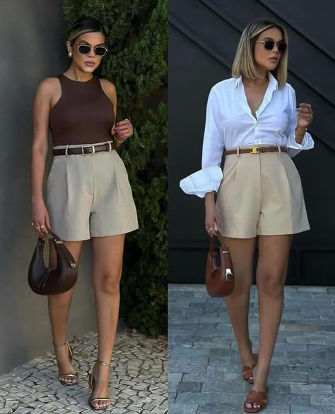 SHOP ➡️ @MONTTERINI❤️ 🔥Affordable Stylish Outfits With 30% Discount SHOP 👉 🔗 MONTTERINI. COM Prices from 🏷 39 USD ✅ Sizes XS-XXL Free shipping worldwide & All taxes included🎀 👉SHOP @montterini Cruise Preparation, Beige Shorts Outfit, Wide Leg Trousers Outfit, White Shorts Outfit, Classy Wardrobe, Short Pants Outfit, Elegant Outfit Classy, Oufits Casual, Summer Shorts Outfits