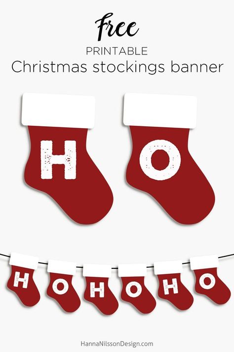 Ho ho ho Christmas stockings banner | Free printable banner for your home decor this Christmas | "christmas #stockings #hohoho #freeprintable #printables #christmasdecor Recycled Christmas Decor, Candles Mantle, Gingerbread Man Preschool, Chalkboard Nursery, Filofax Printables, Merry Christmas Garland, Christmas Tree Rustic, Planner Cards, Xmas Candles