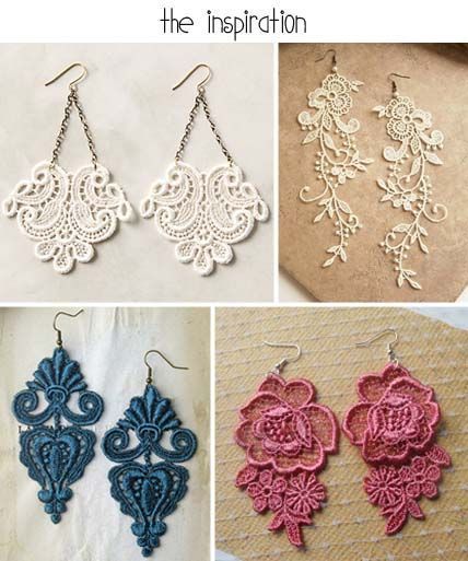 Diy Lace Earrings, Anting Manik, Lace Crafts, Accessories Necklaces, Diy Jewelry Inspiration, Diy Jewlery, Necklaces Silver, Lace Earrings, Lace Jewelry