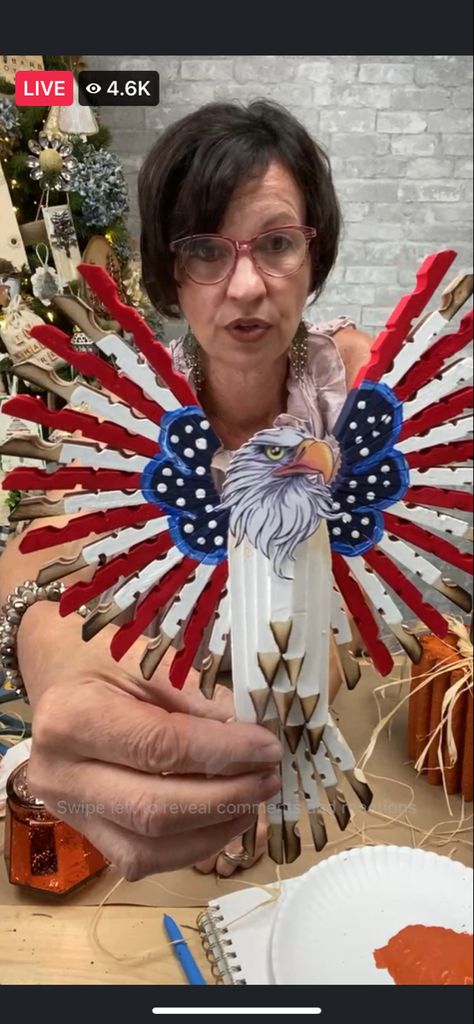 Angie Rolle Clothes Pin Eagle, Clothespins Crafts, Patriotic Door Decorations, Fouth Of July Crafts, Clothespin Cross, Bandana Wreath, Patriotic Crafts Diy, Clothespin Crafts Christmas, Wooden Cross Crafts