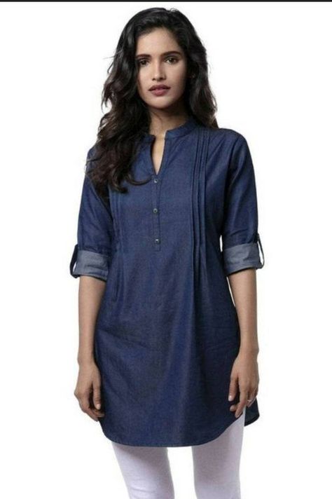 Check out this item in my Etsy shop https://www.etsy.com/in-en/listing/1141879930/indian-womens-denim-kurti-tunic-denim Denim Kurti Designs, Denim Kurti, Cotton Long Shirt, Mens Kurta, Indian Kurta, Ethnic Looks, Dresses Indian, Womens Denim, Embellished Top