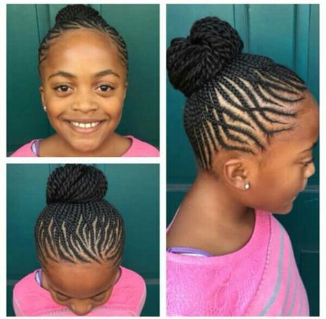 . Snoopy Hairstyles, Fulani Hairstyles, Braided Hairstyles Short, Wool Hairstyles, Brazilian Wool, Hair Styles For Kids, Braids Bun, Braid Styles For Girls, Cornrow Styles